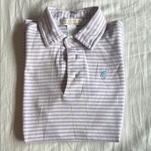 Boys Purple Striped Short Sleeve Polo